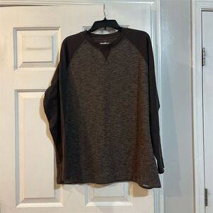 Eddie Bauer Men's XL Brown Long Sleeve Crew Neck Raglan T-Shirt